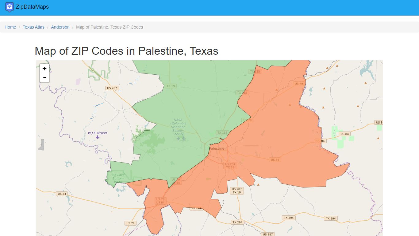 Map of All ZIP Codes in Palestine, Texas - Updated August 2022