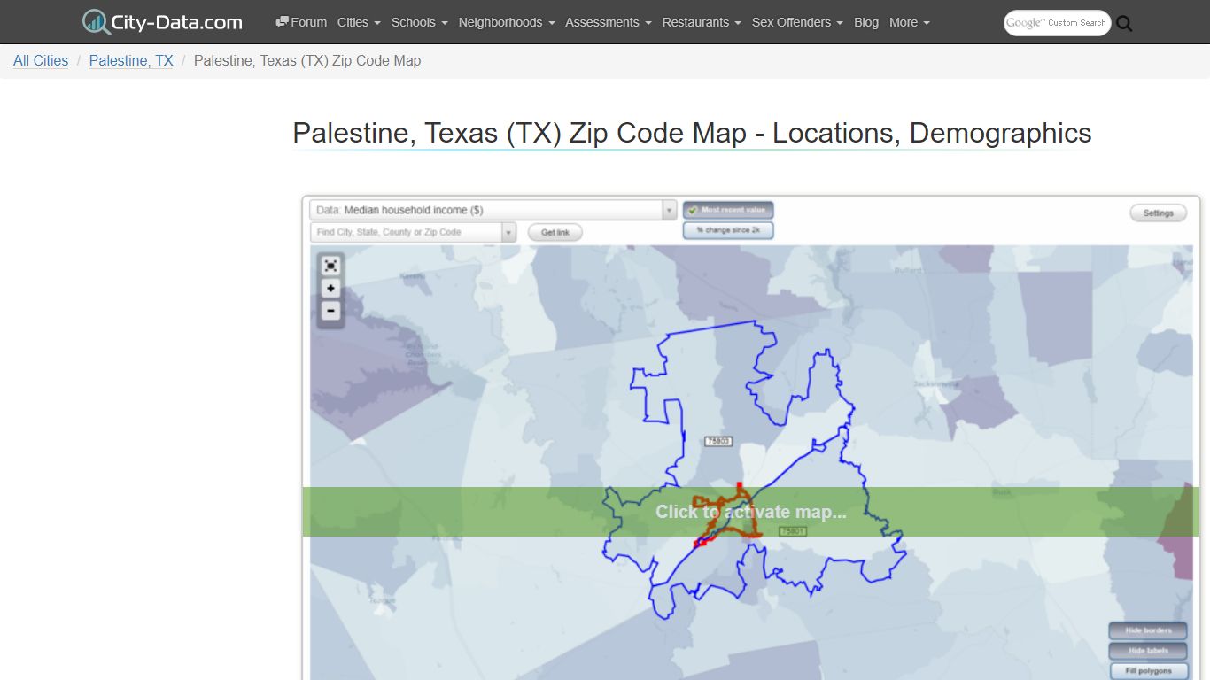 Palestine, Texas (TX) Zip Code Map - Locations, Demographics